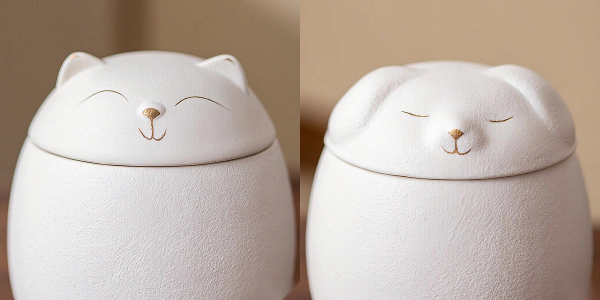 Ceramic Pet Cremation Keepsake Urn for Ashes — "In Another Form" Hand-Glazed Mini Jar