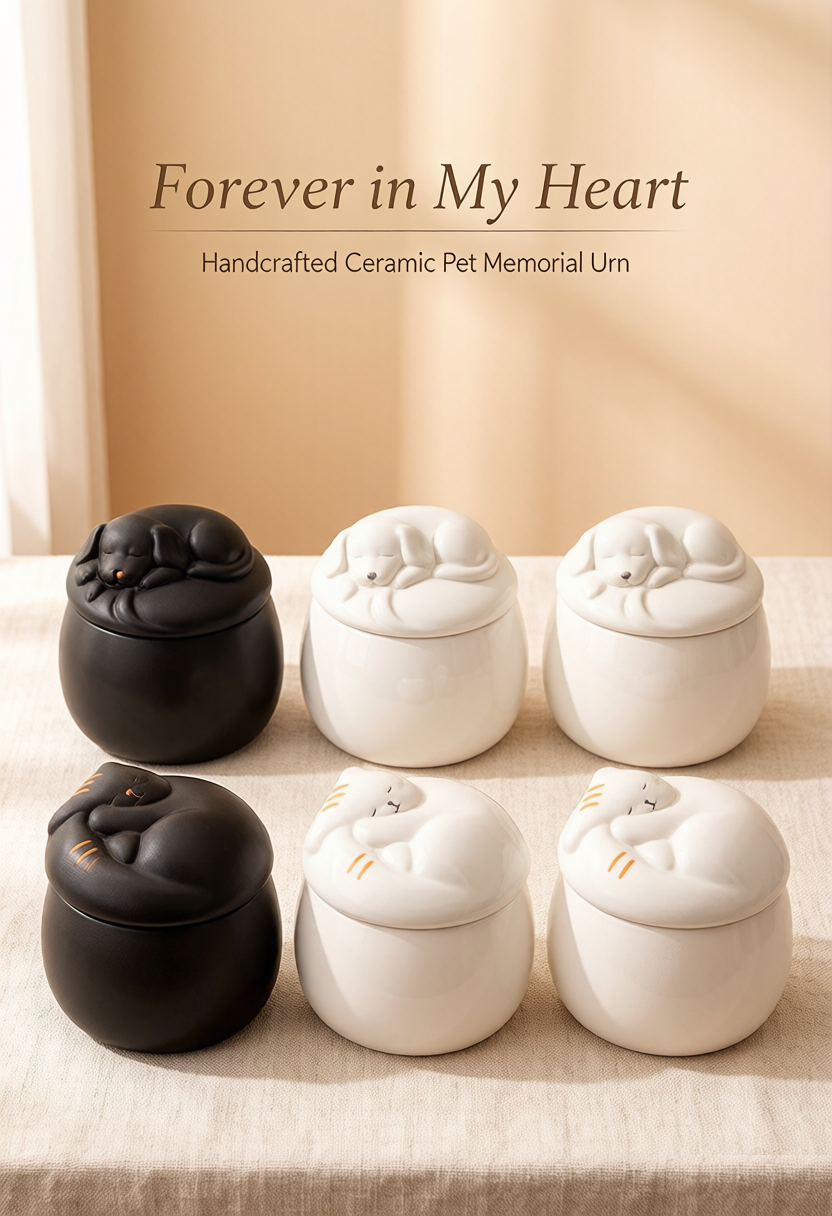 Napping — Ceramic Pet Memorial Keepsake Urn