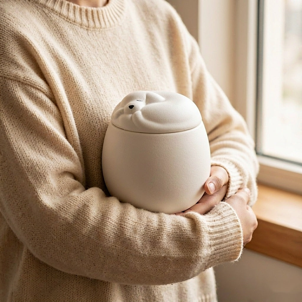 Napping — Ceramic Pet Memorial Keepsake Urn