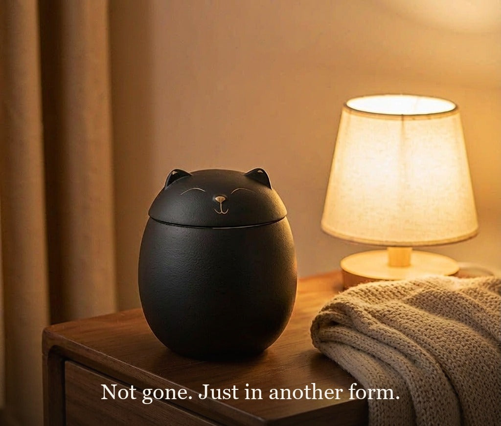Ceramic Pet Cremation Keepsake Urn for Ashes — "In Another Form" Hand-Glazed Mini Jar