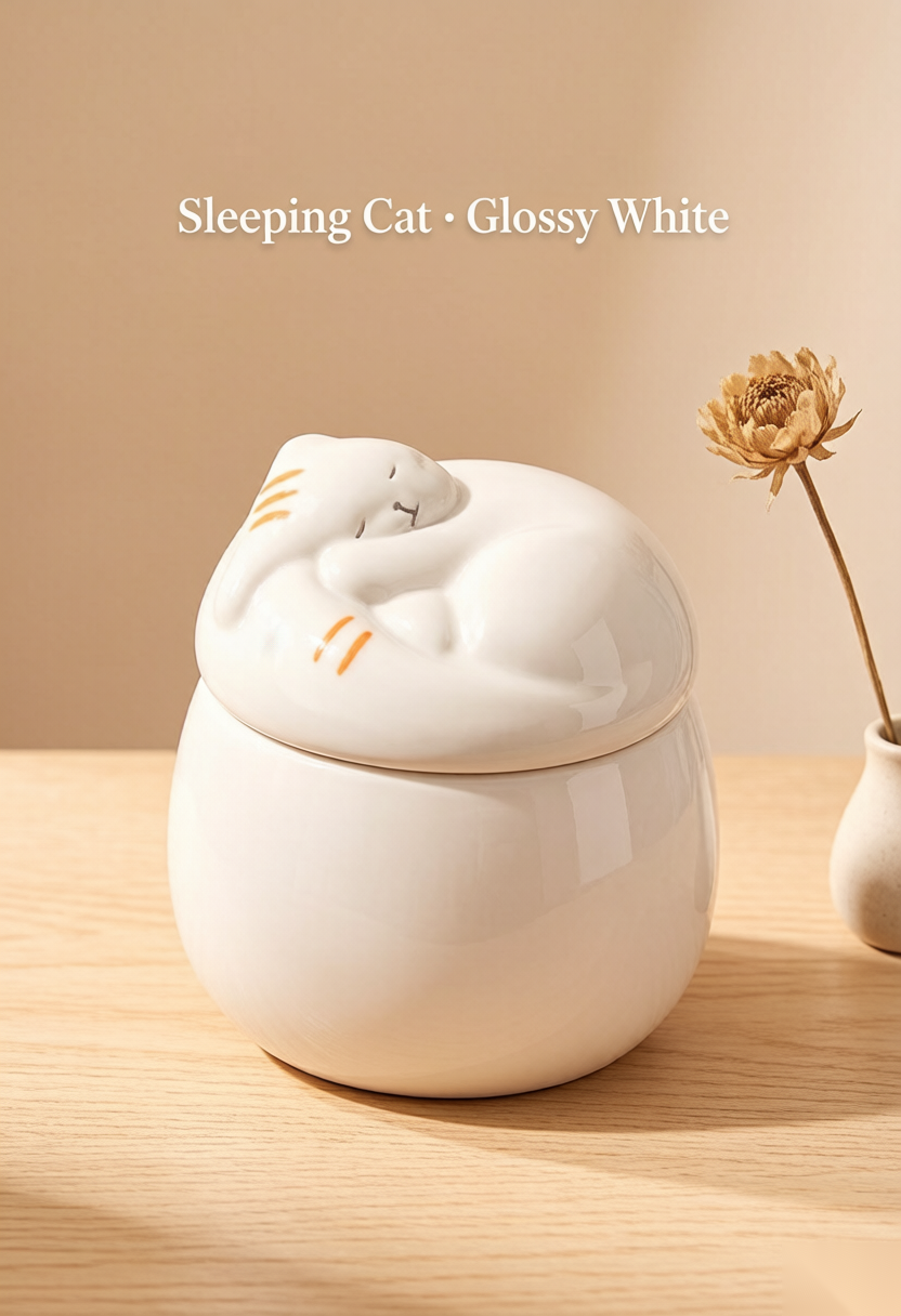 Napping — Ceramic Pet Memorial Keepsake Urn