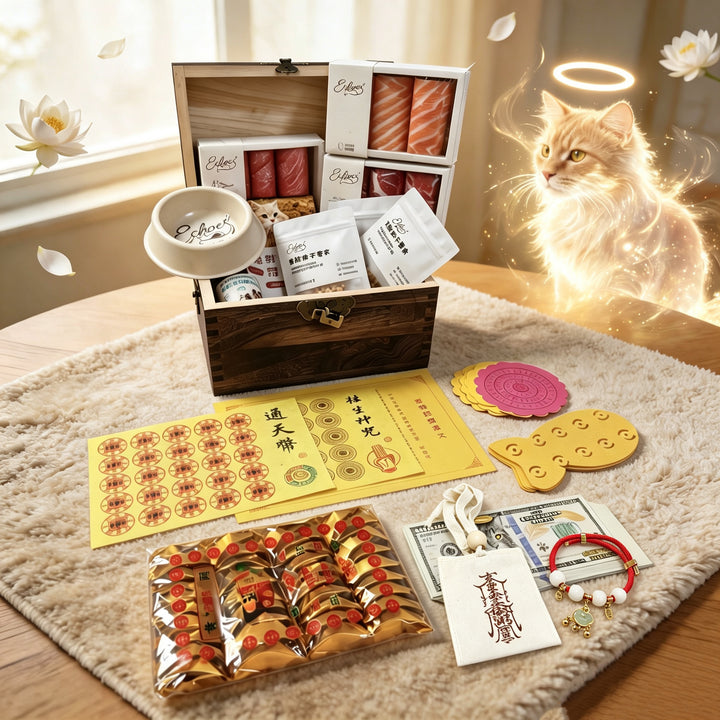 Pet Rainbow‑Bridge Farewell Ritual Kit | Thoughtful After‑life Gift Set for Cats & Dogs, Private Goodbye Ceremony with Blessing Memento Pouch