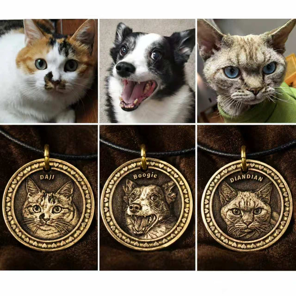 Custom Pet Bronze Medallion Necklace
