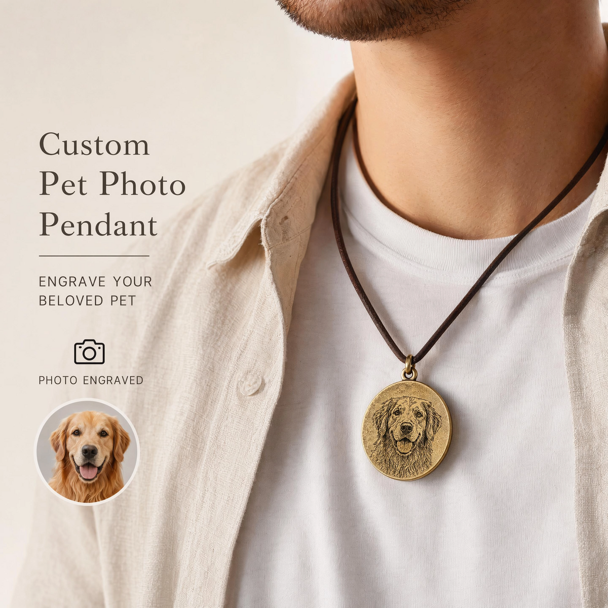 Custom Pet Bronze Medallion Necklace