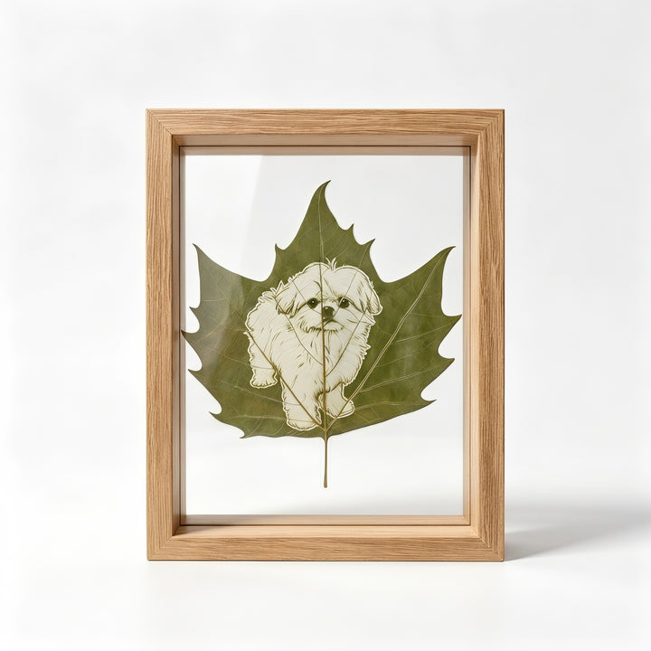 Hand-Carved Natural Leaf Pet Memorial Art