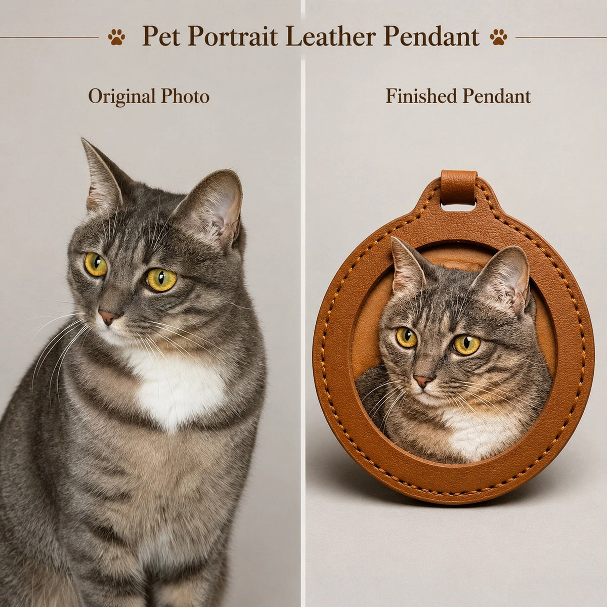 Leather Hand-Carved Pet Keepsake Charm