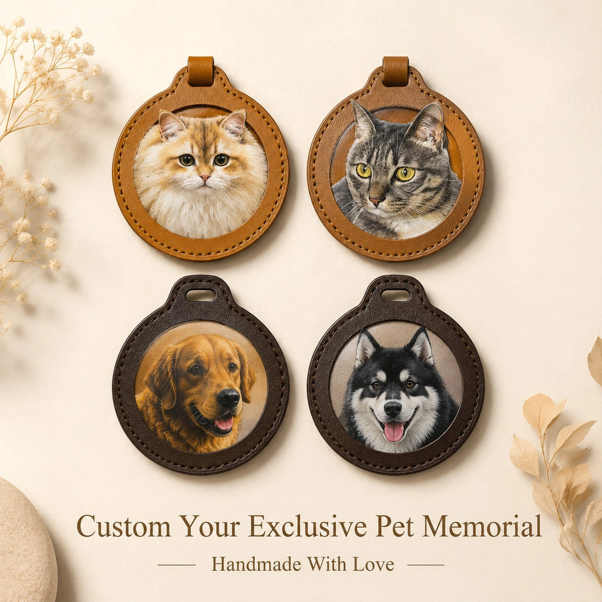 Leather Hand-Carved Pet Keepsake Charm