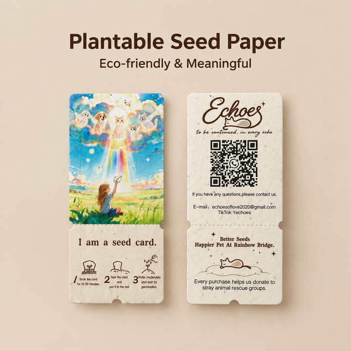 Pet Memorial Plantable Seed Card | Rainbow Bridge Keepsake