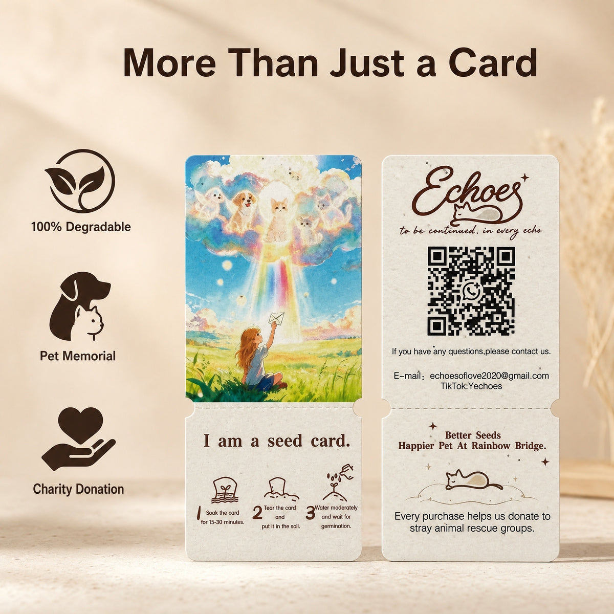 Pet Memorial Plantable Seed Card | Rainbow Bridge Keepsake