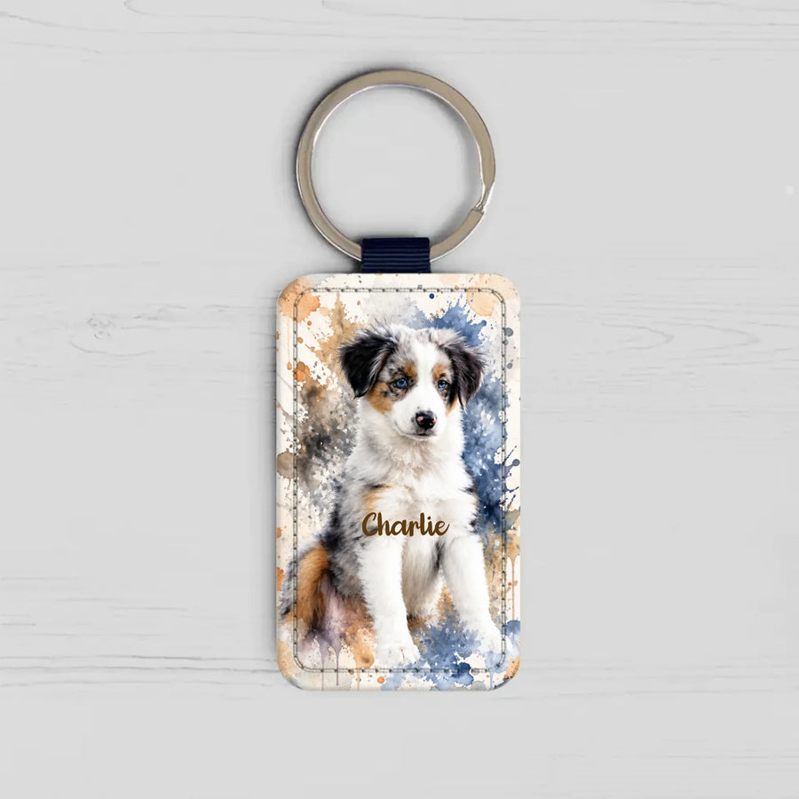 Personalized Watercolor Pet Portrait Keychain