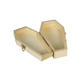 Open natural pine wooden urn showing the hinged lid and interior